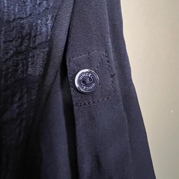 Vince Navy Long-Sleeve Crocodile-Embossed Blouse Size S - Picture 9 of 11